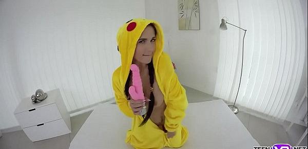  VR Nicole Love masturbates in a pikachu outfit